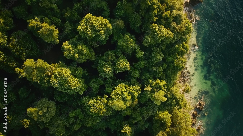 Drone captures a lush coastal forest from above, revealing the vibrant greenery and breathtaking shoreline. This aerial perspective highlights the beauty of the coastal forest. Drone captures a lush coastal forest from above, revealing the vibrant greenery and breathtaking shoreline. This aerial perspective highlights the beauty of the coastal forest.