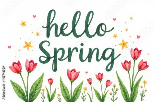 Hello spring card with tulips