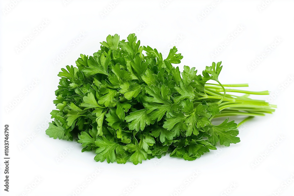 Bunch of fresh cilantro isolated on white background, Selective focus parsley for cooking, Green aroma leaf on white.