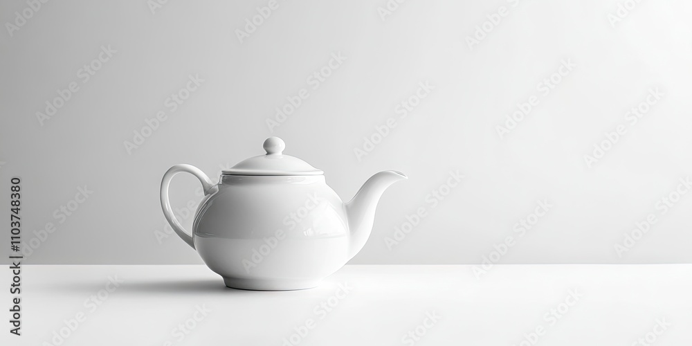 Teapot set apart on a blank white backdrop. The teapot stands alone against a clean white background, emphasizing its shape and design without any distractions. Teapot set apart on a blank white backdrop. The teapot stands alone against a clean white background, emphasizing its shape and design without any distractions.
