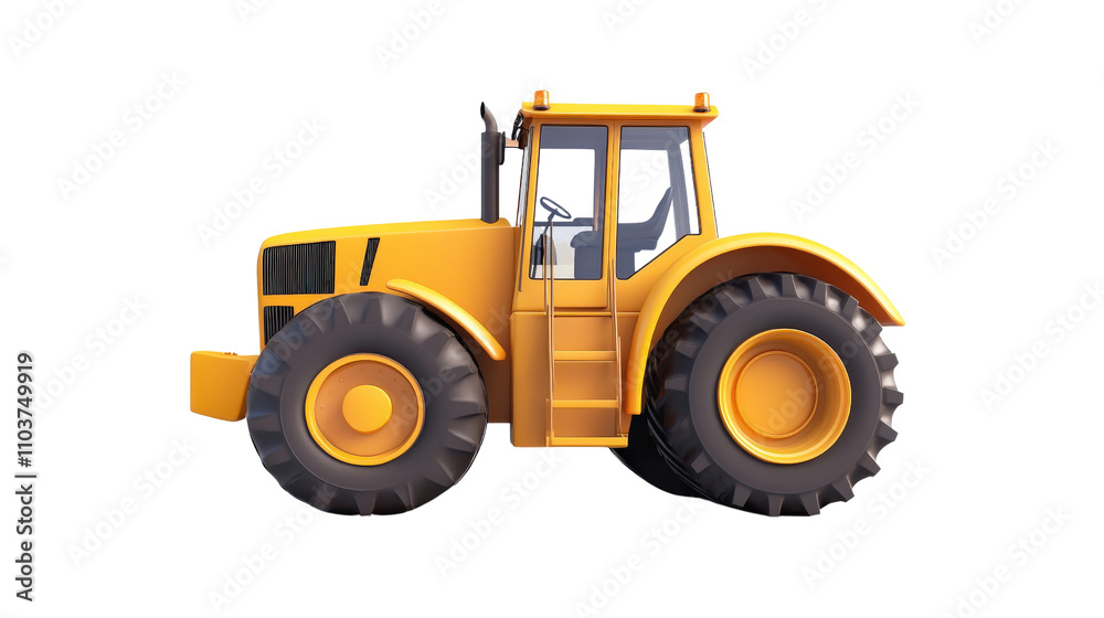 bright yellow tractor with large wheels, designed for agricultural work, showcasing modern and robust appearance. Ideal for farming and construction tasks bright yellow tractor with large wheels, designed for agricultural work, showcasing modern and robust appearance. Ideal for farming and construction tasks