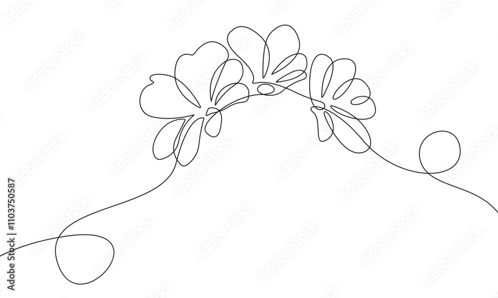 Obraz premium Vector Hand Drawn Continuous One Line Drawing of Abstract Flowers . Minimalist Trendy Contemporary One Line Floral Design for Wall Art, Prints, Social Media, Posters, Invitations, Branding Design. 