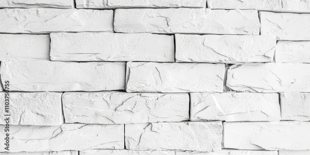 Fototapeta premium Texture background featuring a contemporary white brick wall with a modern design. This modern style creates a clean and stylish aesthetic with its white brick finish.