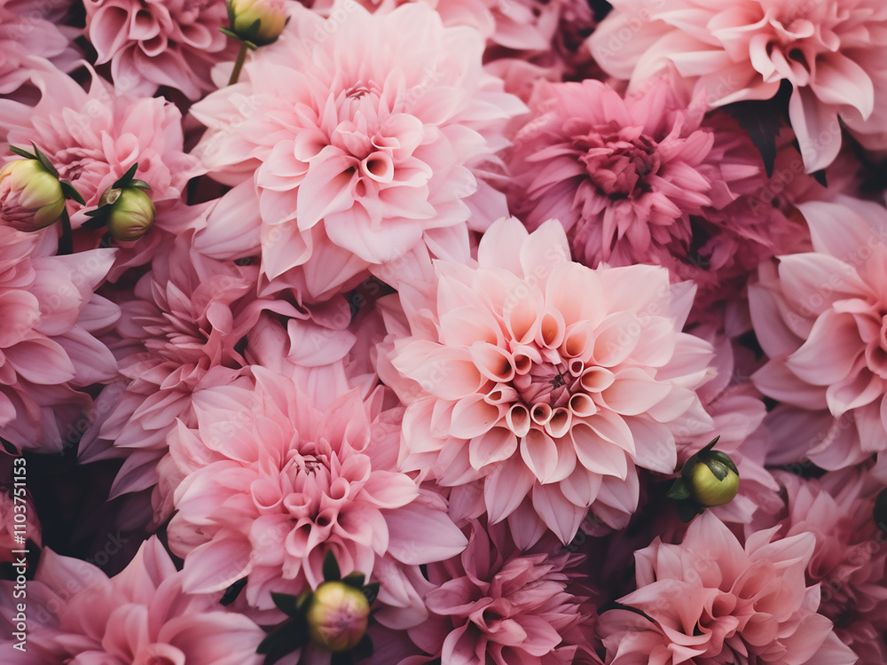 A bunch of pink flowers with a retro vintage filter effect A bunch of pink flowers with a retro vintage filter effect