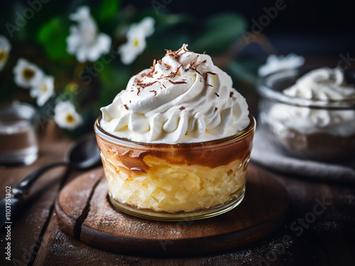 Cake cream dessert made with flour sugar eggs butter or oil baked for celebrations with space photo