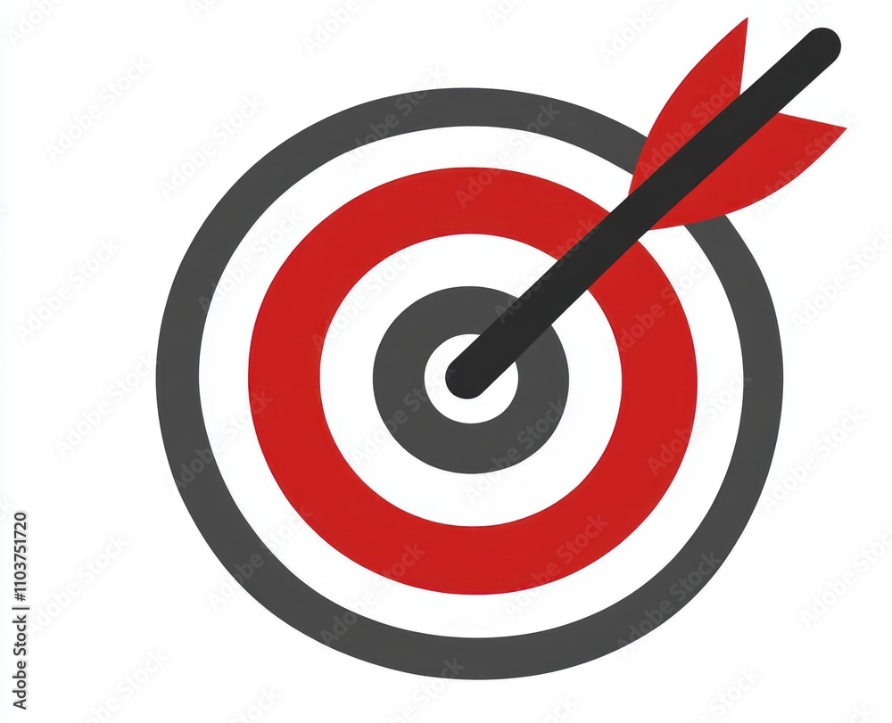 Bullseye target with arrow hitting the center. Bullseye target with arrow hitting the center.