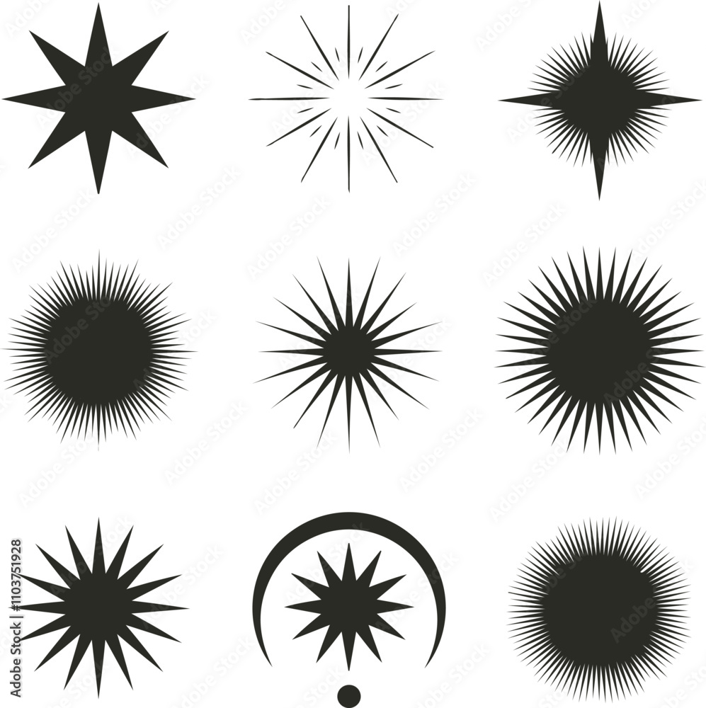 Unique Collection of Sparkling Starburst Vectors for Design and Decoration Projects Unique Collection of Sparkling Starburst Vectors for Design and Decoration Projects