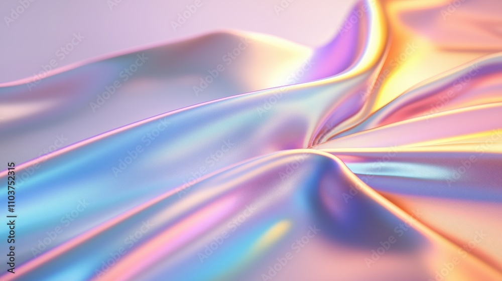 Obraz premium Colorful satin fabric draping elegantly with soft folds and shimmering highlights