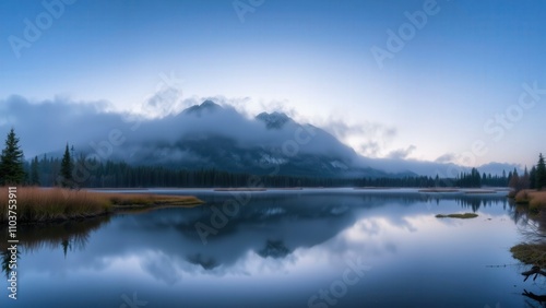 Serene Mountain Lake Reflection at Dusk: Perfect for Wall Art, Calendars, and Nature Photography Enthusiasts