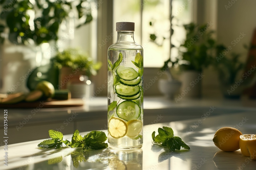 Refreshing cucumber, lemon, mint infused water. Refreshing cucumber, lemon, mint infused water.