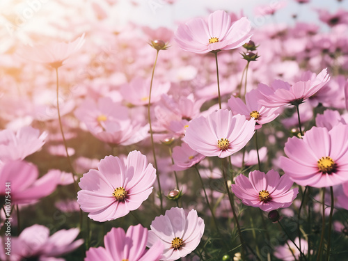 Vintage style background with cosmos flowers