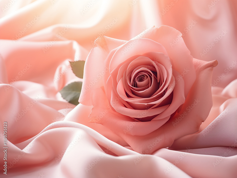 Delicate pink rose fabric with a blurred soft background Delicate pink rose fabric with a blurred soft background
