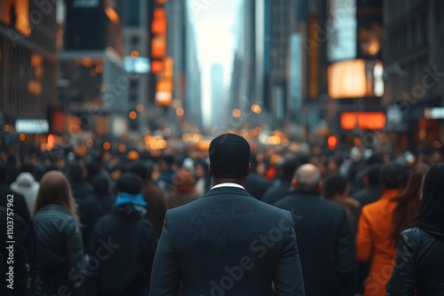 Anonymous Businessman in Blurred City Traffic