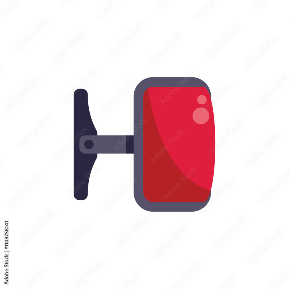 Red scooter side mirror reflecting light with a white background Red scooter side mirror reflecting light with a white background