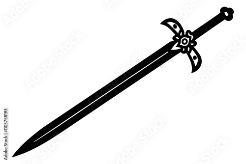 Longsword Silhouette – Classic Blade with Ornate Hilt and Crossguard