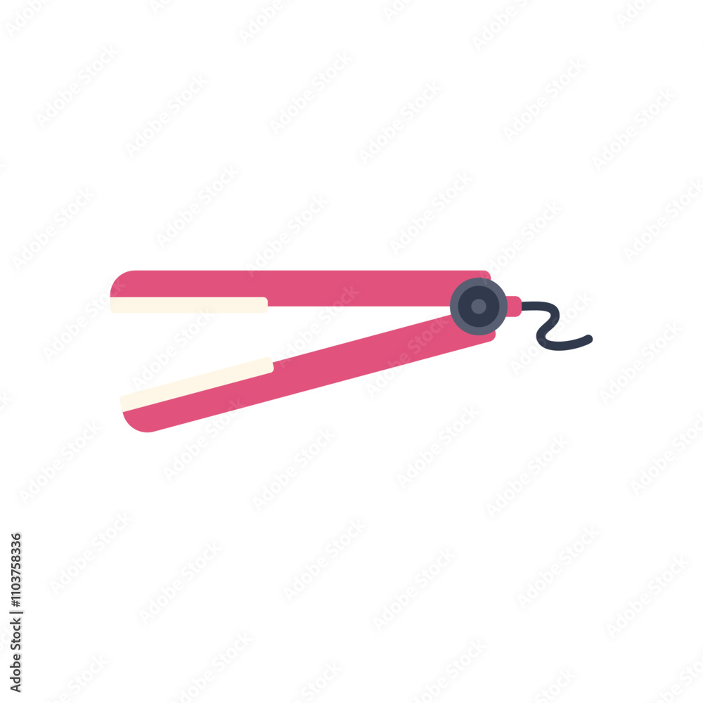 Pink hair straightener with a temperature control wheel, for professional hairdressers and home users Pink hair straightener with a temperature control wheel, for professional hairdressers and home users