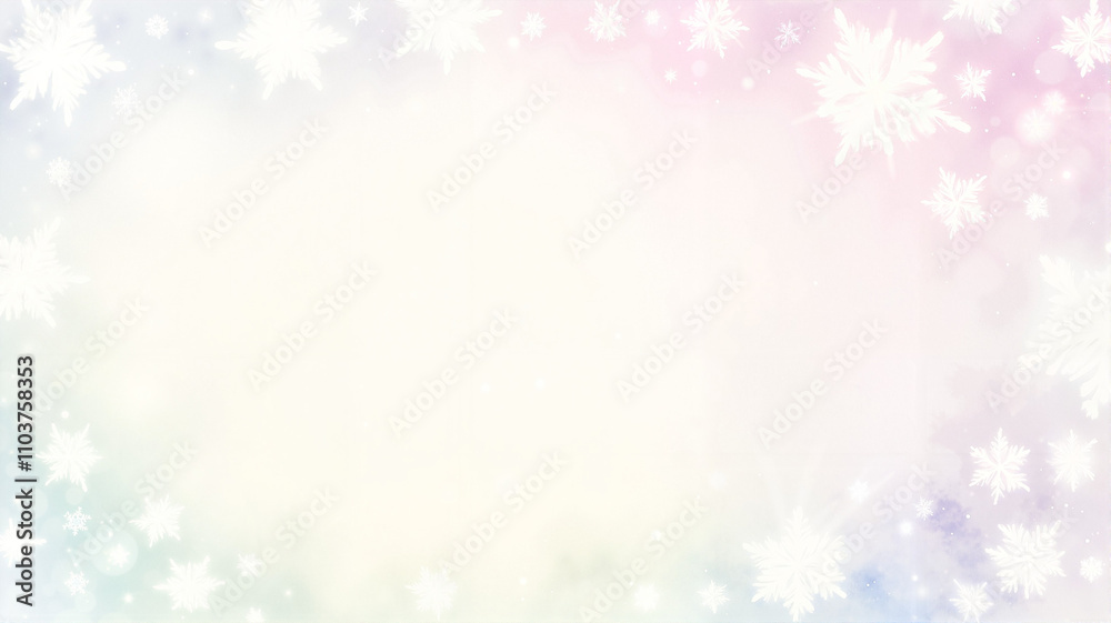 Light pastel background with snowflakes and soft pink and blue tones Light pastel background with snowflakes and soft pink and blue tones