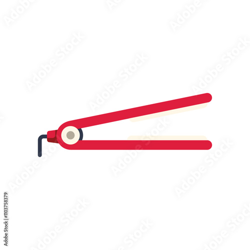 Red hair straightener for women on a white background
