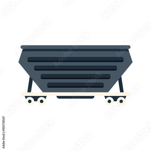 This vector illustration features an empty hopper car, commonly used for transporting coal and other bulk materials