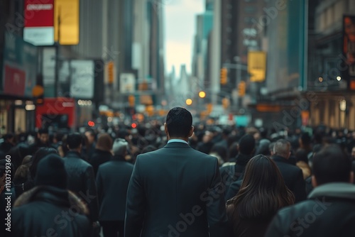 Anonymous Businessman Walking City Street in Sunlight Shadows