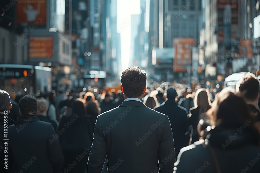 Anonymous Businessman Walking City Sunlight Anonymous Businessman Walking City Sunlight