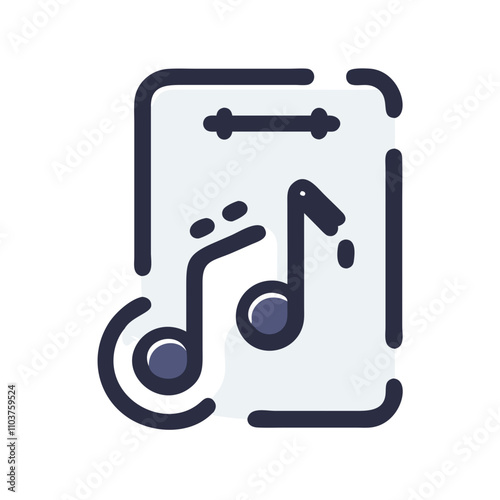 Good icon. Music sheet illustration with musical notes representing composition and songwriting