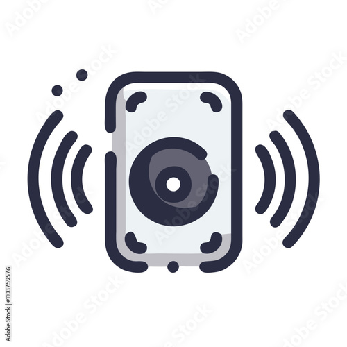 Speaker emitting sound waves in flat style