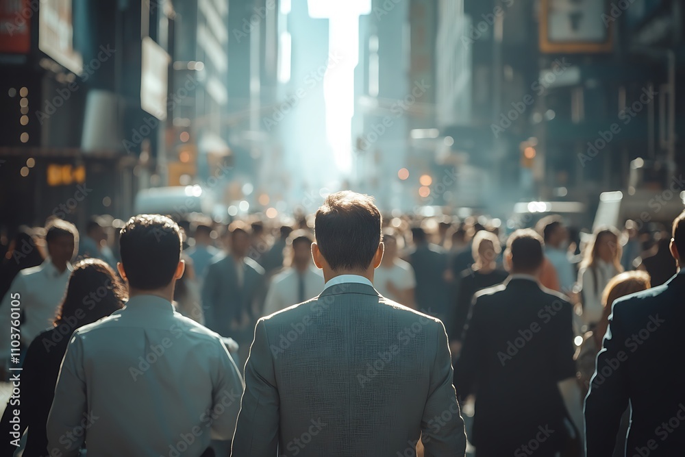 Anonymous Businessman Walking NYC Rush Hour Crowd Anonymous Businessman Walking NYC Rush Hour Crowd