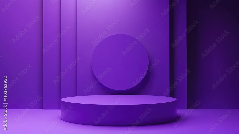 Minimalist Purple Setting Featuring a Circular Platform and Backdrop Ideal for Note-Taking and Creative Ideas Presentation Minimalist Purple Setting Featuring a Circular Platform and Backdrop Ideal for Note-Taking and Creative Ideas Presentation