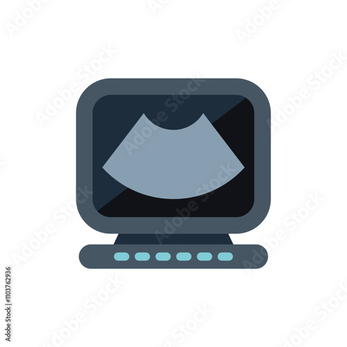 Ultrasound machine displaying a sonogram, used in hospitals and clinics for medical diagnosis