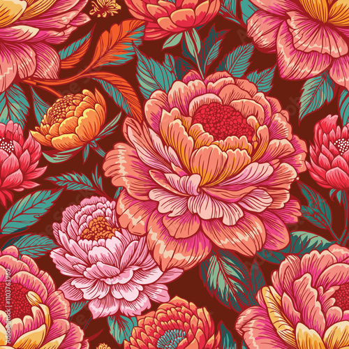 seamless texture for fabrics and paperjungle thickets with flowers