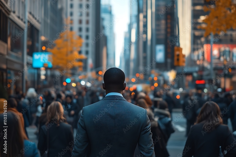Anonymous Man in Gray Suit, Autumn Cityscape Anonymous Man in Gray Suit, Autumn Cityscape