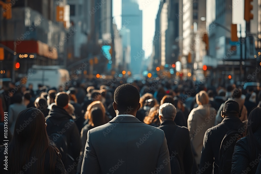 Anonymous Man in Grey Suit Daytime City Crowd Anonymous Man in Grey Suit Daytime City Crowd
