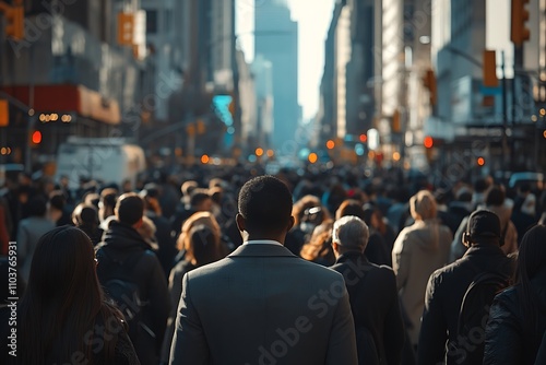 Wallpaper Mural Anonymous Man in Grey Suit Daytime City Crowd Torontodigital.ca