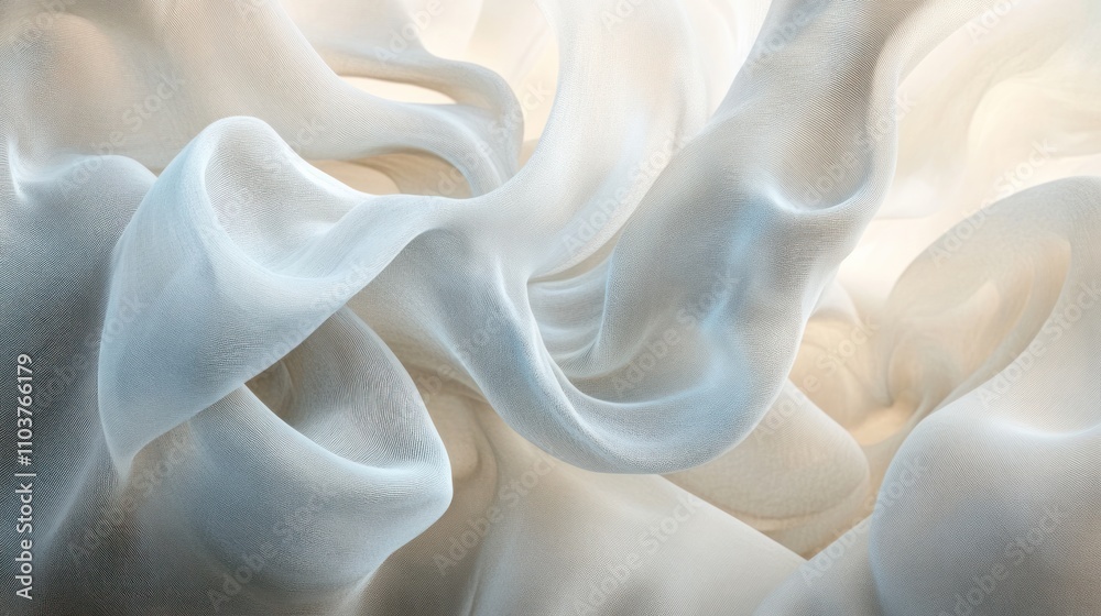 Obraz premium Abstract flowing fabric in soft, ethereal colors.
