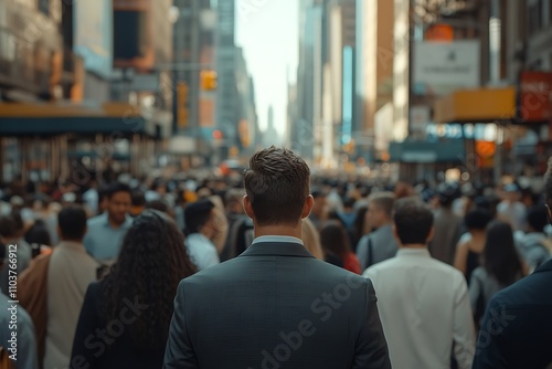 Wallpaper Mural Anonymous Man in Suit Walking City Crowd Torontodigital.ca