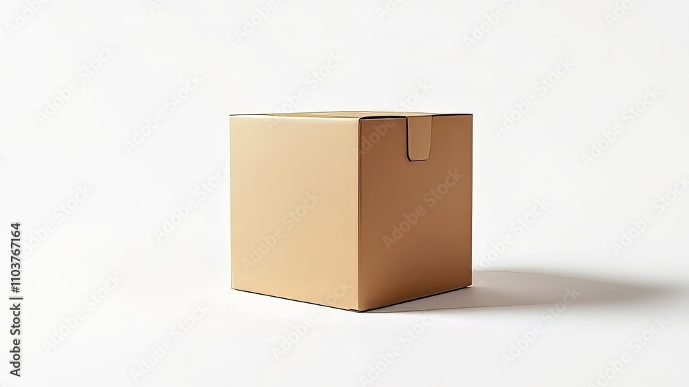 A brown kraft paper box, meticulously detailed, stands alone against a plain white backdrop. A brown kraft paper box, meticulously detailed, stands alone against a plain white backdrop.