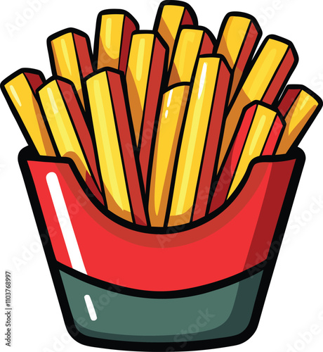 Crispy French Fries Clipart Vector with Golden Perfection Perfect for Menus Blogs and Food Designs