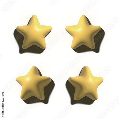 3D stereoscopic star illustration set.
