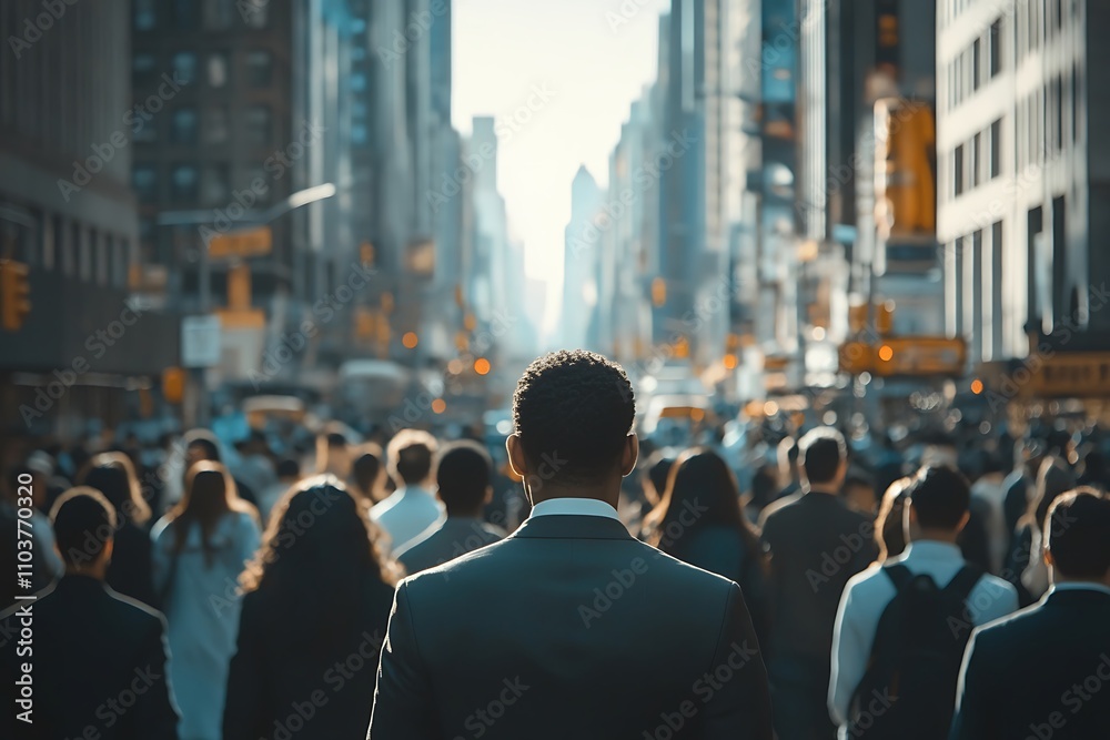 Anonymous Man, Back View, Rush Hour City Crowd Anonymous Man, Back View, Rush Hour City Crowd