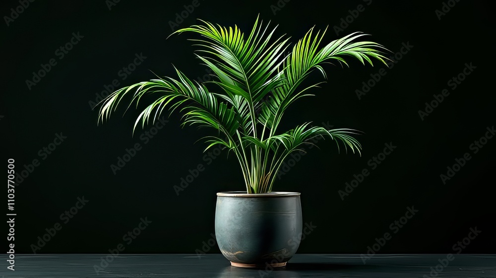 Fototapeta premium A miniature jungle in a pot. Tropical foliage.
