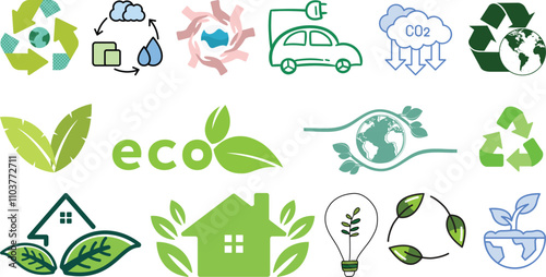 Ecology and Nature icons set collection 