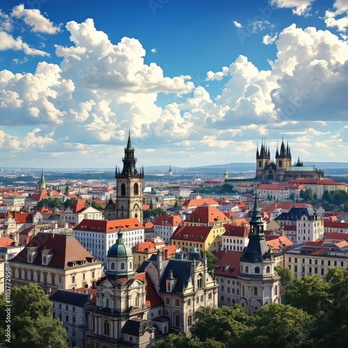 Wallpaper Mural Aerial view of Prague's skyline from Petřín Hill. Torontodigital.ca