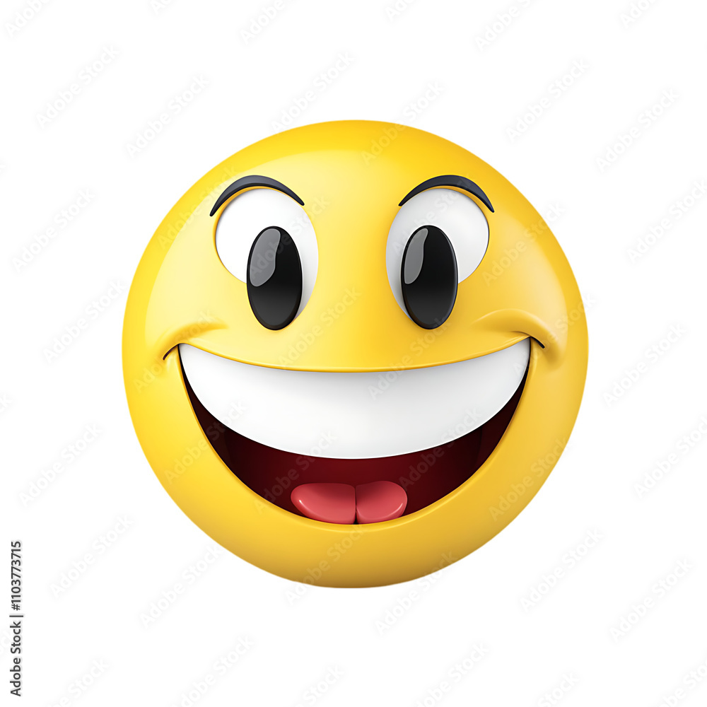 Fototapeta premium 3D Happy Emoji: Big Smile, Wide Eyes