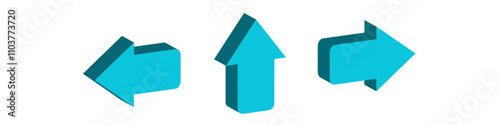up arrows 3d graph. arrow up sign three-dimensional shape. three dimensional upward direction vector. threedimensional icon