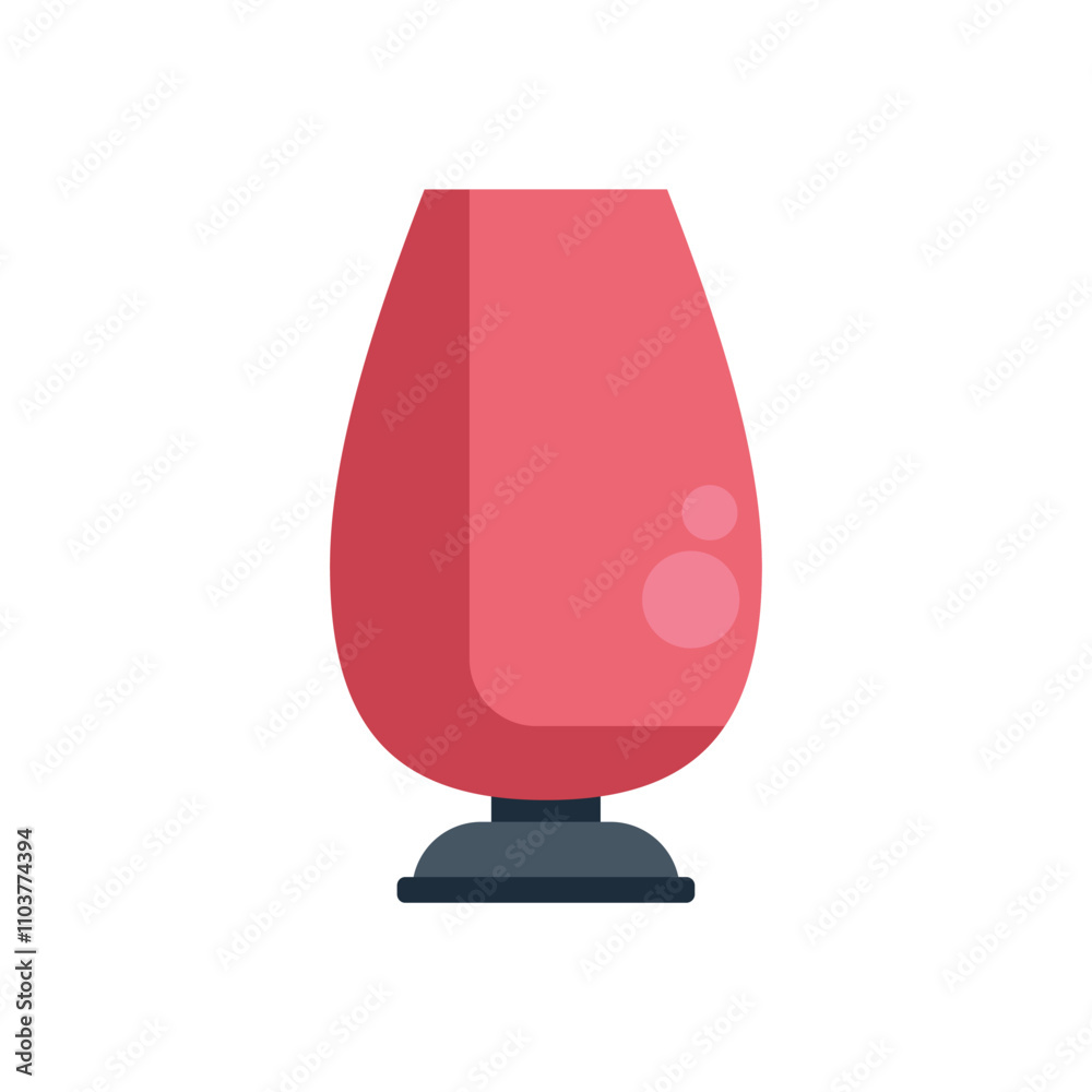 Minimalist red glass vase standing on black support surface isolated on white background Minimalist red glass vase standing on black support surface isolated on white background
