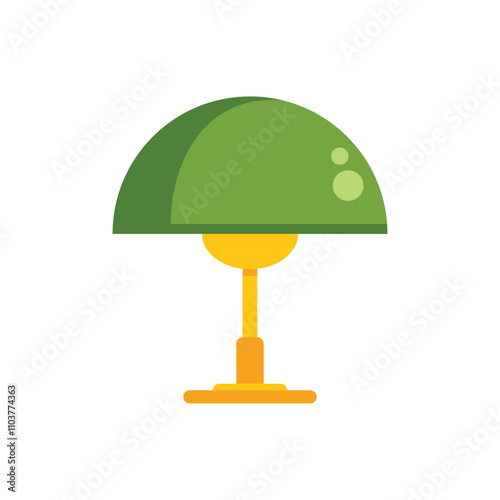 Green desk lamp standing on a white background, perfect for minimalist design projects or home decor illustrations