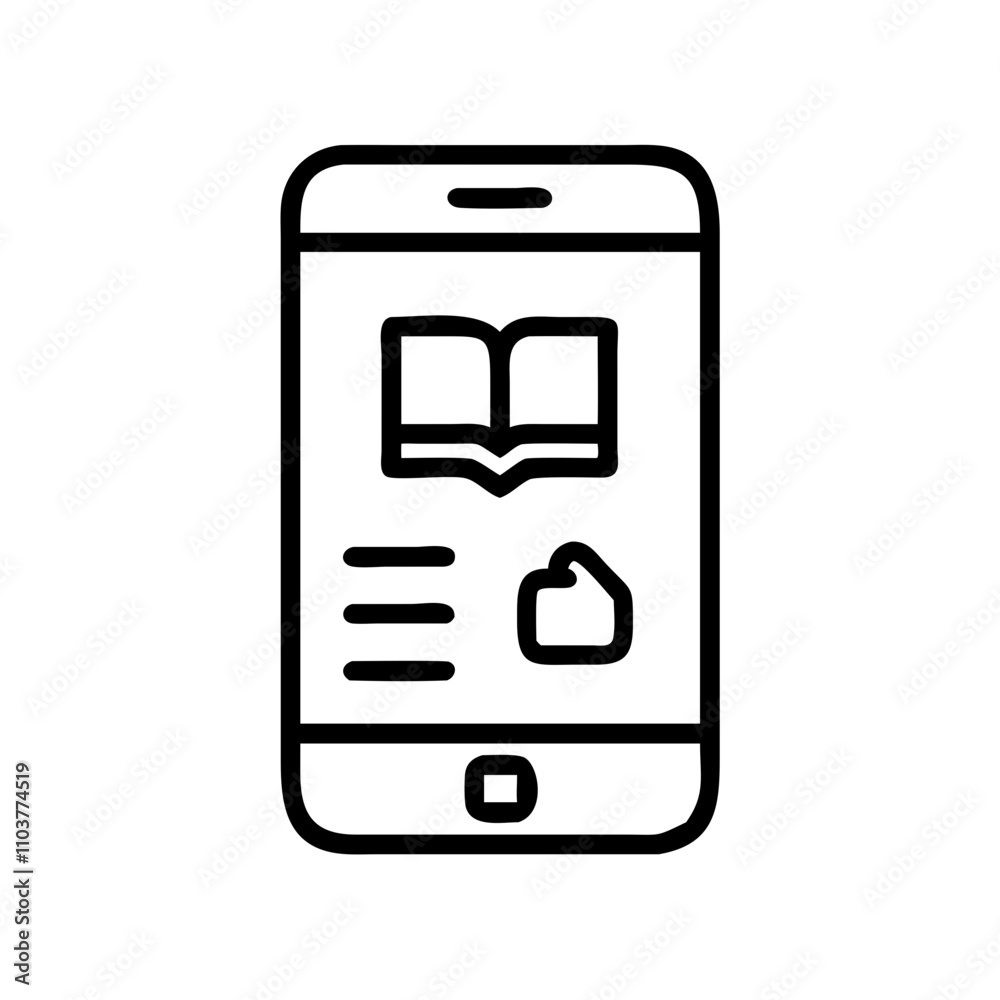 Good icon mobile learning with book and notes Good icon mobile learning with book and notes