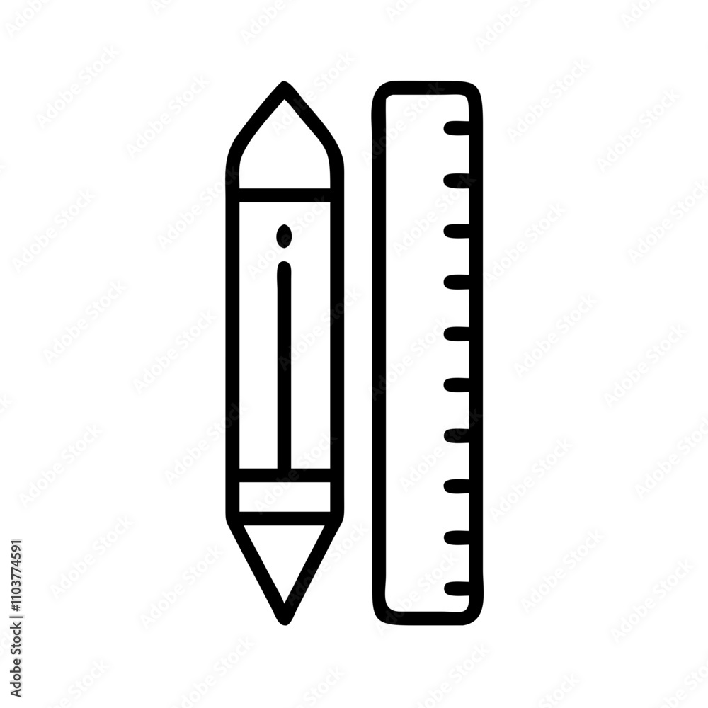 Good icon pencil and ruler for measurement Good icon pencil and ruler for measurement