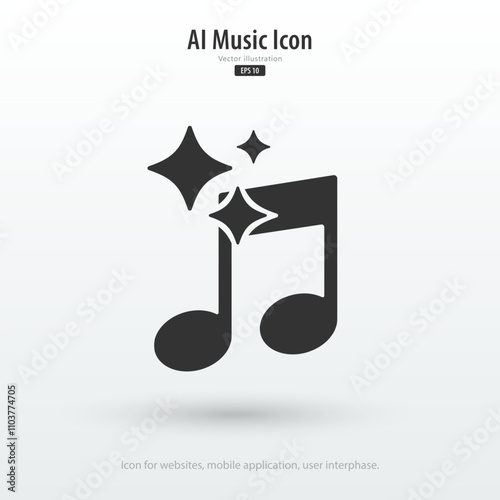 Generate music by AI icon. Artificial intelligence creates music concepts. Machine learning text to generate Musical. Icon element for application and web. Vector illustration.